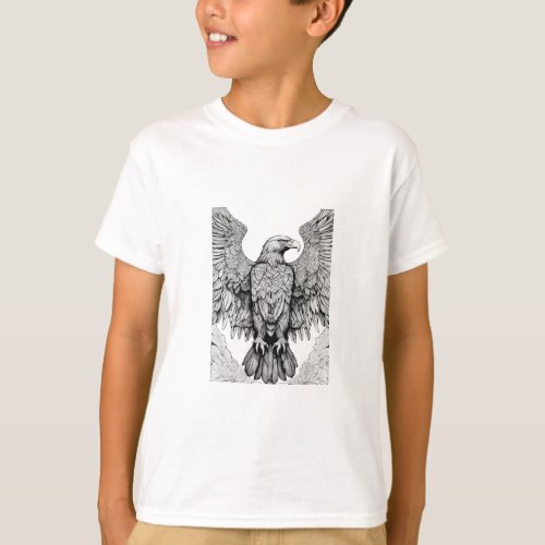 Majestic Soar Intricately Woven Eagle Design T_Shirt