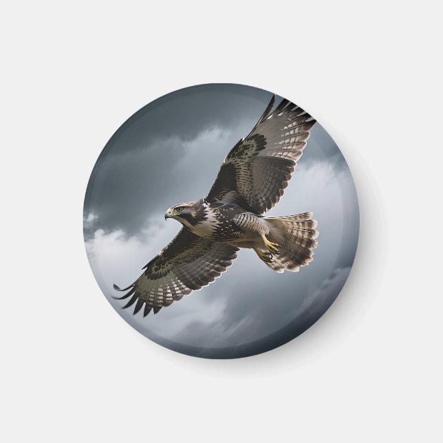 Majestic Soaring Hawk Storm Clouds Magnet (Front)