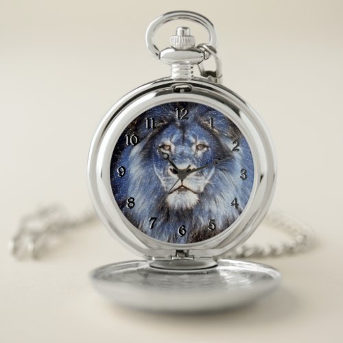 Majestic Sparkle Lion Pocket Watch