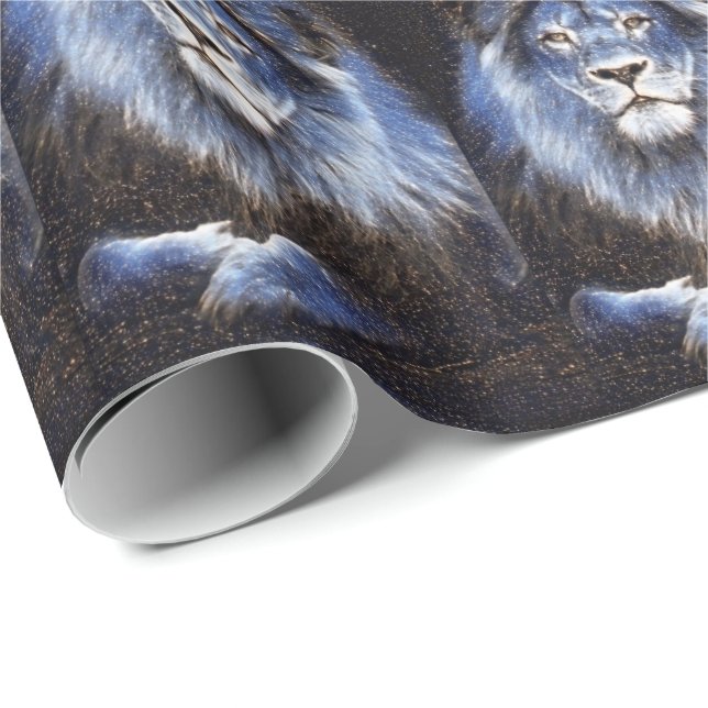 Majestic Sparkle Lions Pattern Wrapping Paper (Roll Corner)