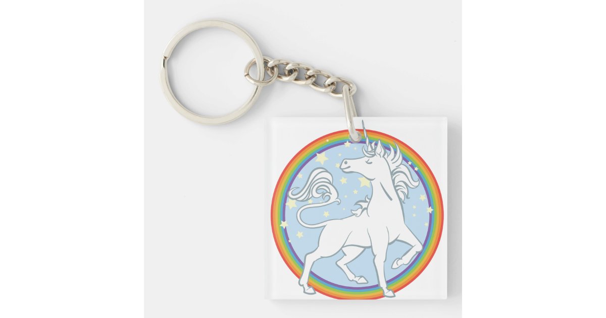 Majestic Sparkle Rainbow Unicorn Keychain Zazzle Com