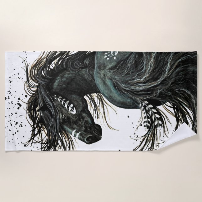 Majestic Spirit Horse Beach By Bihrle Beach Towel (Front)