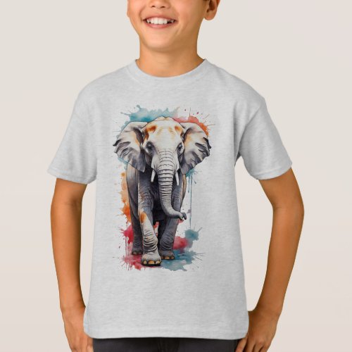 Majestic Splash Cool Elephant Watercolor T_Shirt