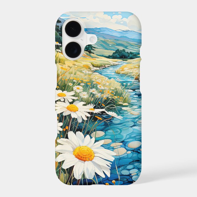 Majestic Spring Meadow Illustration iPhone Case (Back)