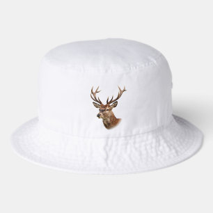 Majestic Stag Deer Portrait with Large Antlers Bucket Hat