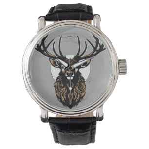 Majestic Stag Head – Minimal Wilderness Vector Watch