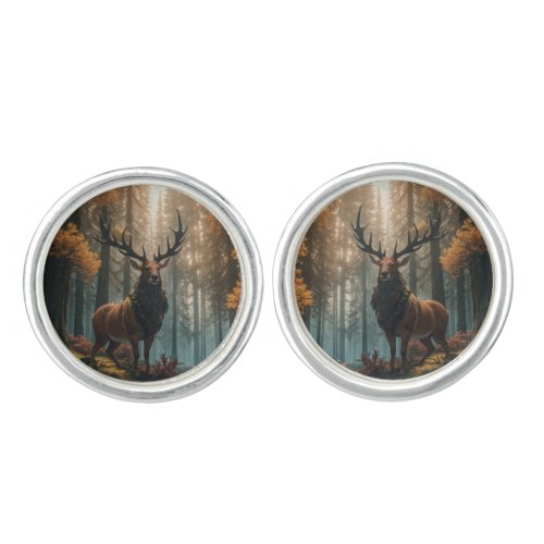 Majestic Stag In Enchanted Woods Cufflinks  Cufflinks