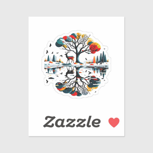 Majestic Stag in Snowy Winter Forest Sticker (Sheet)