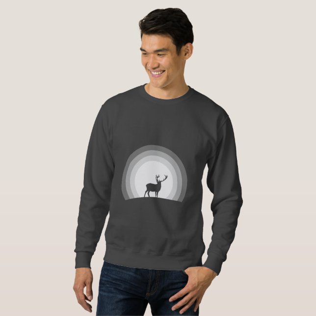 Majestic Stag Silhouette Under Lunar Light Sweatshirt (Front Full)