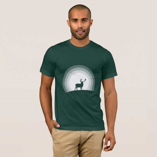 Majestic Stag Silhouette Under Lunar Light T-Shirt (Front Full)