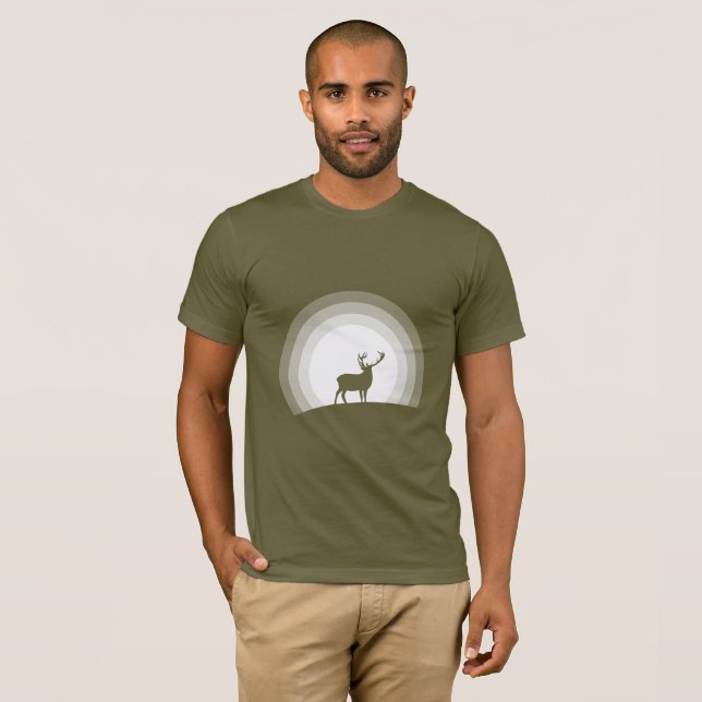 Majestic Stag Silhouette Under Lunar Light T-Shirt (Front Full)