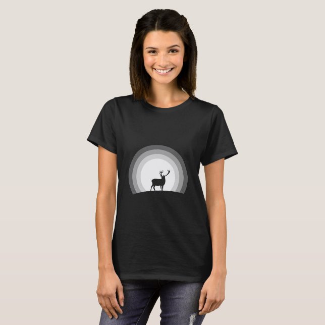 Majestic Stag Silhouette Under Lunar Light T-Shirt (Front Full)