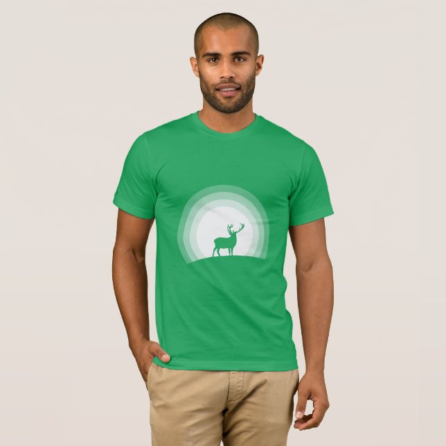 Majestic Stag Silhouette Under Lunar Light T-Shirt (Front Full)
