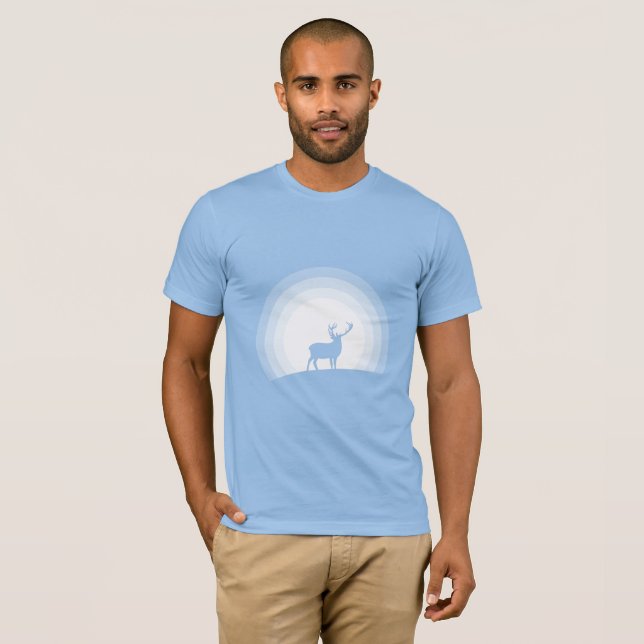 Majestic Stag Silhouette Under Lunar Light T-Shirt (Front Full)