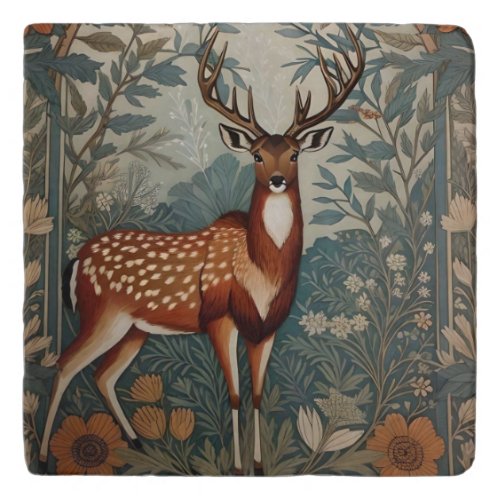 Majestic Stag William Morris Inspired Floral Trivet