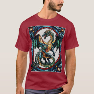 Majestic Stained Glass Dragon Mythical Masterpiece T-Shirt