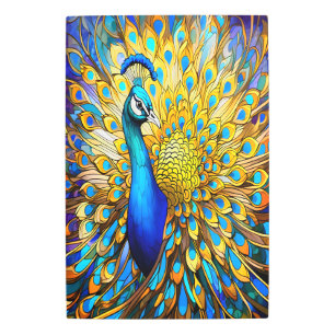 Majestic Stained Glass Peacock Art Nouveau Style