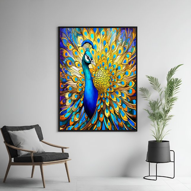 Majestic Stained Glass Peacock Art Nouveau Style Poster (Creator Uploaded)