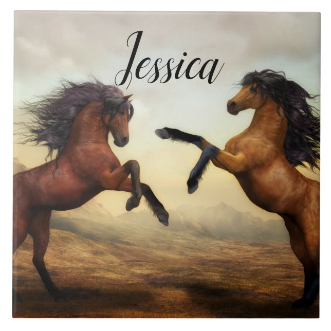 Majestic Stallions Ceramic Tile (Front)