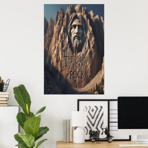 Majestic Statue of Jesus The Lord Is My Rock Poster