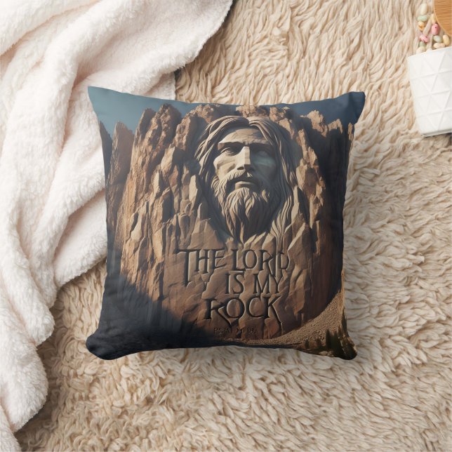 Majestic Statue of Jesus: The Lord Is My Rock Throw Pillow (Blanket)
