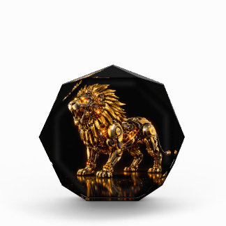 Majestic Steampunk Gold Lion Acrylic Award