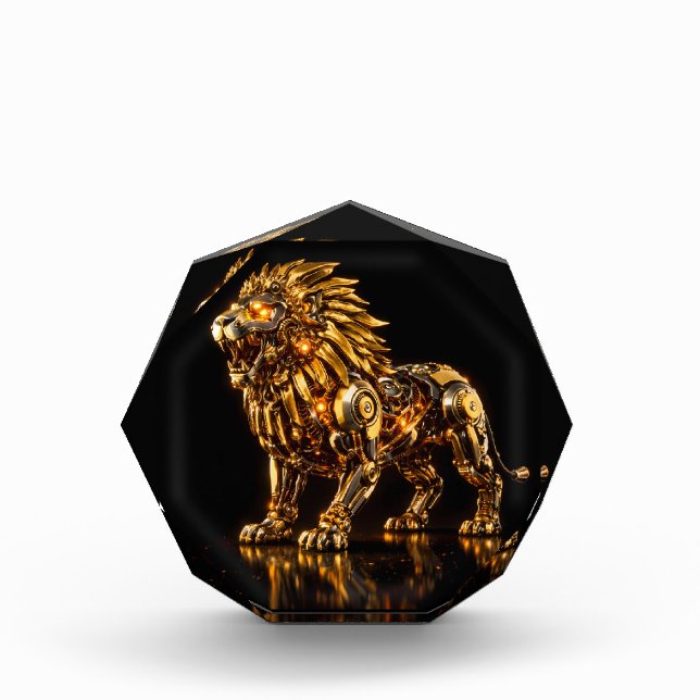 Majestic Steampunk Gold Lion Acrylic Award (Front)