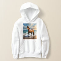 **"Majestic Stride: Proud Brown Horse on the Beach