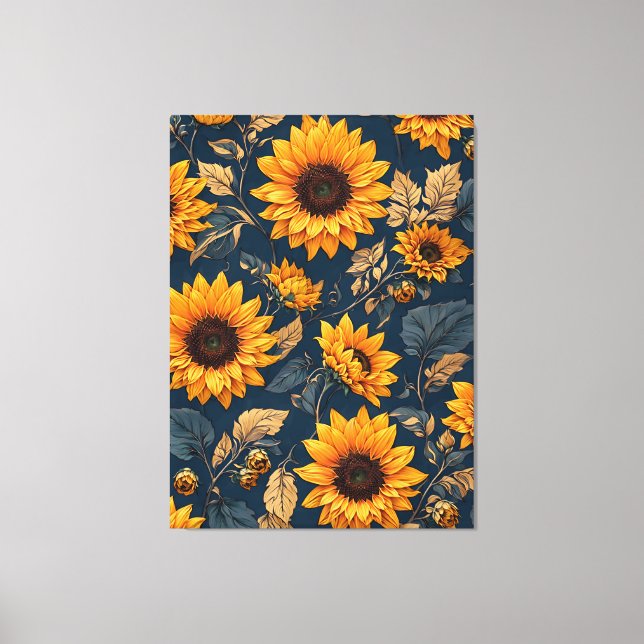 Majestic Sunflower Pattern Design Art Canvas Print (Front)