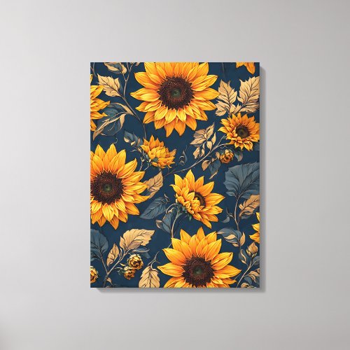 Majestic Sunflower Pattern Design Art Canvas Print