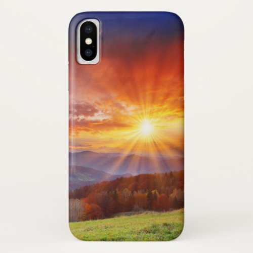Majestic sunrise in the mountains landscape iPhone x case