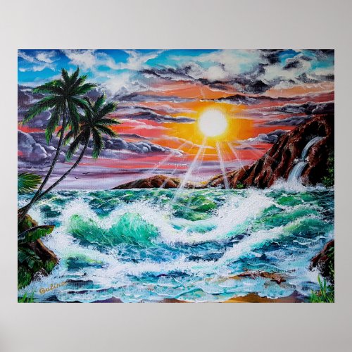 Majestic Sunset in Hawaii Poster