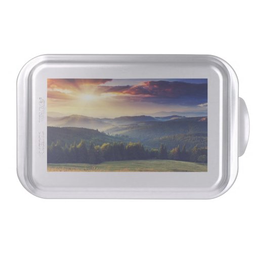 Majestic sunset in the mountains landscape 4 cake pan
