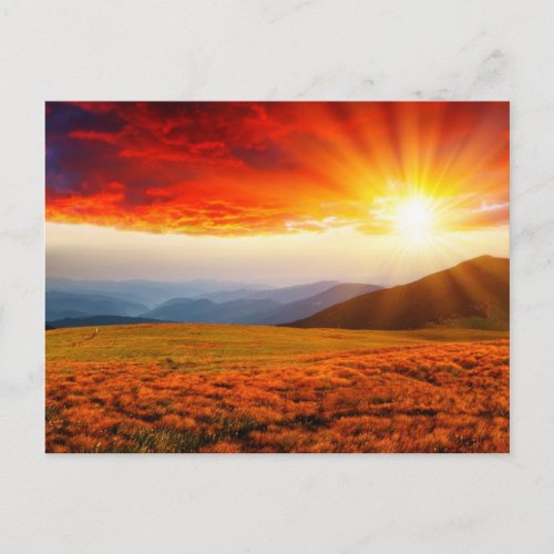 Majestic sunset in the mountains landscape 5 postcard