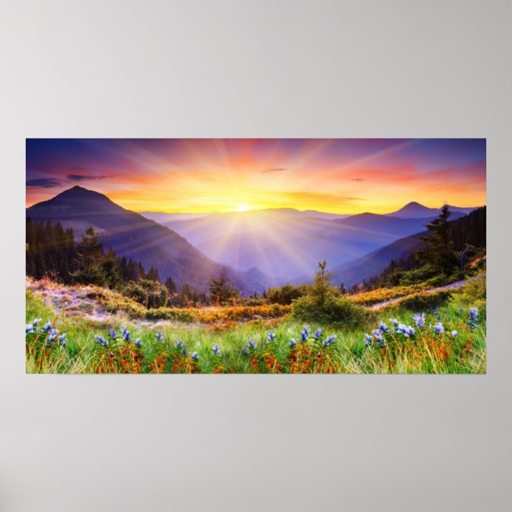 Majestic Sunset In The Mountains Landscape Poster Zazzle majestic-sunset-in-the-mountains-landscape-poster-zazzle
