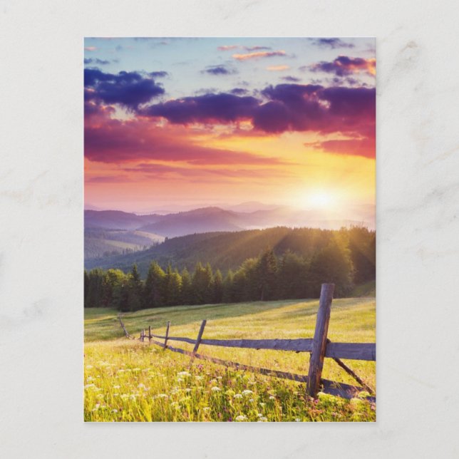 Majestic sunset in the mountains postcard (Front)