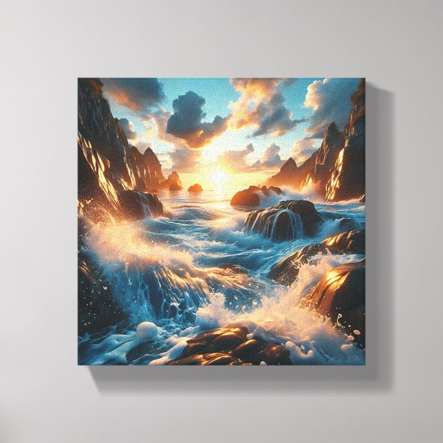 Majestic Sunset Over Dramatic Coastal Cliffs  Canvas Print (Front)