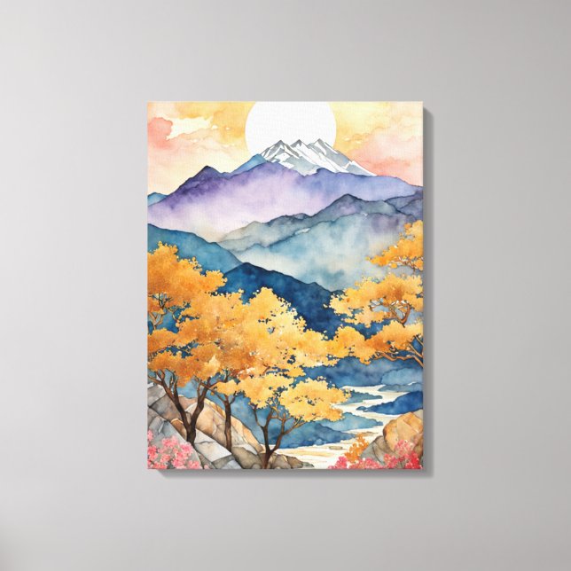 Majestic Sunset Over the Mountains Canvas Print (Front)