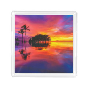 Majestic Sunset Wailea Beach, Maui, Hawaii Acrylic Tray