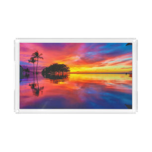 Majestic Sunset Wailea Beach, Maui, Hawaii Acrylic Tray