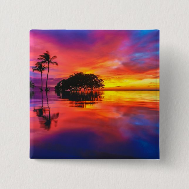 Majestic Sunset | Wailea Beach, Maui, Hawaii Button (Front)
