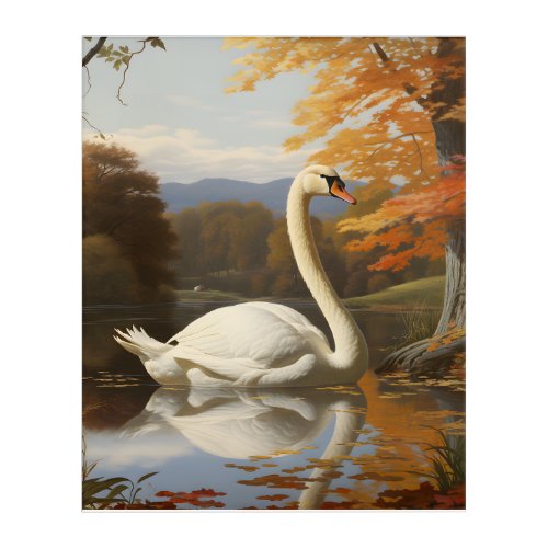 Majestic Swan Lake New Englands Autumn Gem Acrylic Print