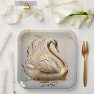 "Majestic Swan Silhouette" Paper Plates
