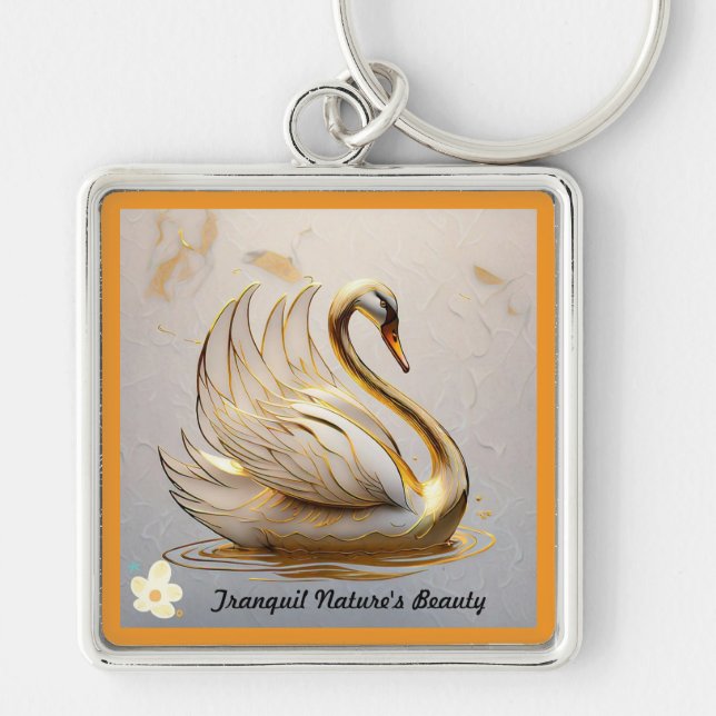"Majestic Swan's Gentle Glide" Keychain (Front)