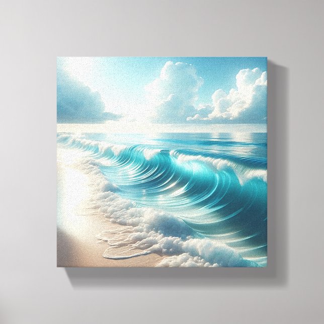 Majestic Swirling Turquoise Waves with Dramatic  Canvas Print (Front)