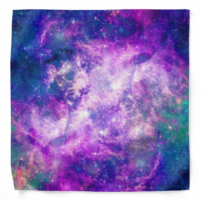 Majestic Teal Purple Starry Space Nebula Bandana (Front)