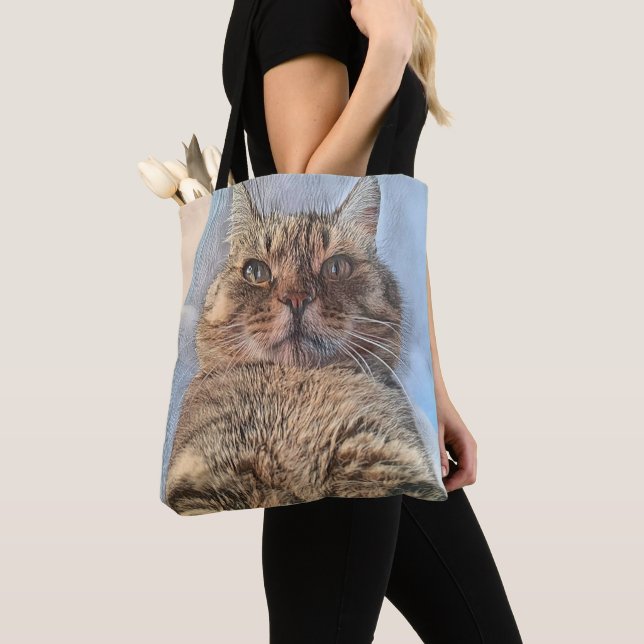 Majestic Tiger Cat Tote Bag (Close Up)