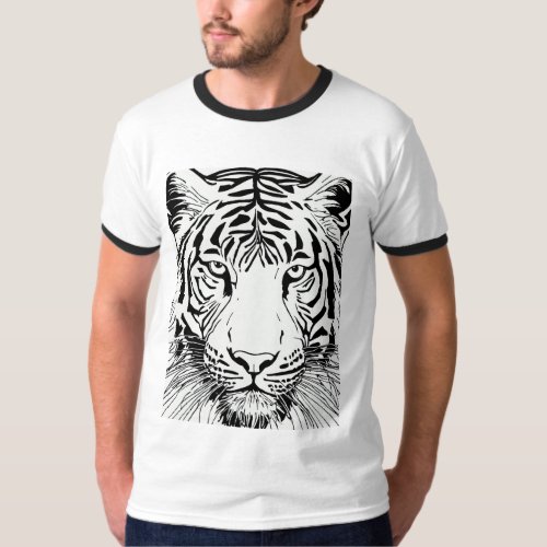 Majestic Tiger Gaze A Striking Detailed Portrait T_Shirt