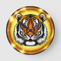 Majestic Tiger Head With Glowing Golden Lights
