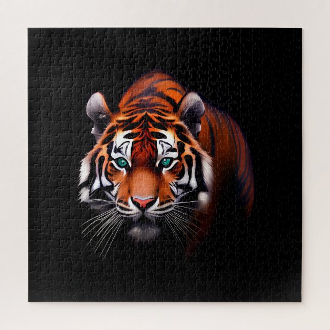 Majestic Tiger in a Dark Jigsaw Puzzle (Vertical)